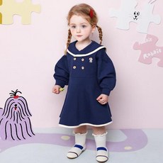 milk mile 童款甜美風蝴蝶結小狗刺繡水手領洋裝