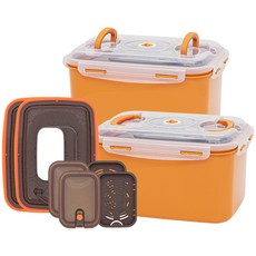 EASY&FREE 黃土按壓智慧泡菜桶 2入 + 2合1按壓器 2入 套組, 1套, 10L