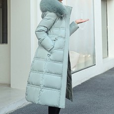 Paperments 女款冬季修身絨毛連帽長版外套 02911