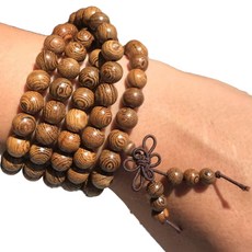 108顆念珠 蓮花佛像手鍊項鍊 雞翅木, 1個, 棕色