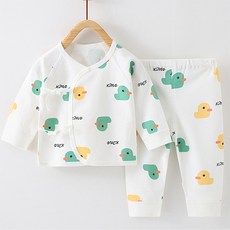 JOY MULTI 新生兒鴨子圖案長袖肚衣+鬆緊長褲套裝