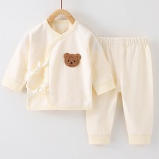 JOY MULTI 新生兒熊圖案長袖肚衣+鬆緊長褲套裝