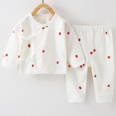 JOY MULTI 新生兒草莓圖案長袖肚衣+長褲套裝