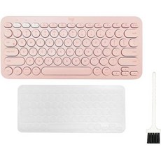 로지텍 K380 멀티 디바이스 블루투스 무선 텐키리스 키보드 + 한글 키스킨 + 청소솔, 로즈, Y-R0056(키보드)