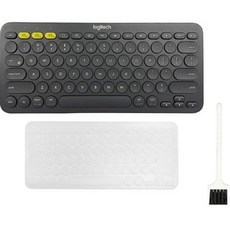 로지텍 K380 멀티 디바이스 블루투스 무선 텐키리스 키보드 + 한글 키스킨 + 청소솔, 블랙, Y-R0056