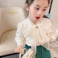 女童雙層雪紡絲帶女式襯衫 CCV57GBL390