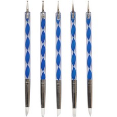 Dasababa 塑料手柄工藝矽膠 + 壓花雙面筆 5 支裝 Twist Blue, 5個, 5種