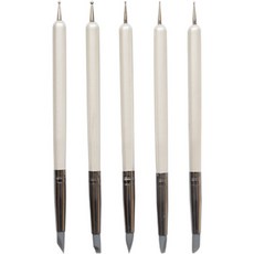 Dasababa 塑料手柄工藝矽膠 + 壓花雙面筆 5 支裝白色, 5個, 5種