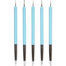 Dasababa 塑膠手柄工藝矽膠 + 壓花雙面筆 5件組 天藍色, 5個, 5種