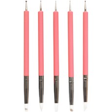 Dasababa 塑料手柄工藝矽膠 + 壓花雙面筆 5 支裝紅色, 5個, 5種