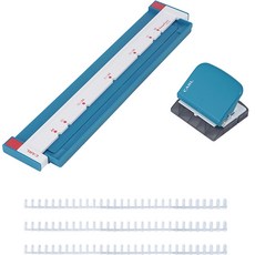 CARL 打孔式 30孔打孔機 GP-2630 A4B5 + 10mm WH 活頁環3入組, 1個, 藍色