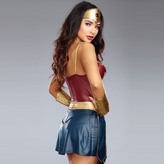 Chii Chii萬聖節漫威神力女超人服裝髮箍+連身裙+手臂裝飾組