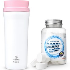 carry bottle Signature不鏽鋼保溫杯 450ml+發泡清潔錠 5g 30顆組, 白色, 450ml, 1組