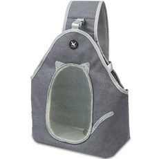 TAIL UP 寵物硬底網眼斜背包, 灰色