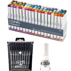 COPiC 酷筆客 經典雙頭麥克筆 72色 A + 代針筆 9支組 黑色B + 不透明白色組合, 1套