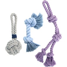 THE DOG 狗狗PLAY互動拉扯玩具 中型犬用 球繩+骨頭M+長繩組合, 1套, 混合顏色