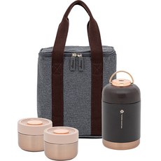 TWINgo 保溫飯盒餐袋 3件組, 1套, 黑色的