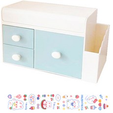 인디케이 내맘대로 책상 정리함 + 데코스티커, 3단, 블루