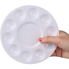 Bluestomer 水彩調色盤 圓形 白色 17 x 17 cm, 1個, 11格