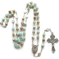 JNJ 5段玫瑰經念珠 天主教聖物 天主教周邊商品, 天空棕, 1個