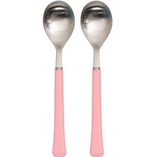 RAONNURI 孩童不鏽鋼餐匙 2入, 柔和的粉紅色, 單品