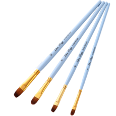 Dasababa 霧面藍油畫筆 4件組 圓頭筆, 1套, 4, 6, 8, 10