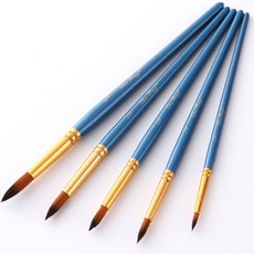 大沙巴巴藍十字油畫筆5支裝尖頭刷, 5/8、1/2、3/8、1/4、1/8, 1組