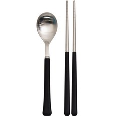 RAONNURI Blooming 彩色兒童餐具組, 湯匙 + 筷子 1雙, 黑色