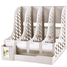 chanyi Sabiye 4 格辦公桌文件整理器筆架文件架, 灰色, 1個