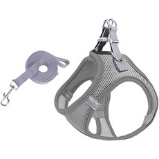 Petconomy 狗狗反光X型魔鬼氈胸背帶套組, 灰色, 1個