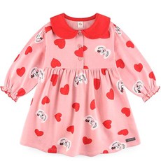 milk mile 童款愛心小兔圖案翻領刷毛連身裙