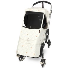 Manito 嬰兒車刺繡加厚冬季防雨罩, Little Pear Cream