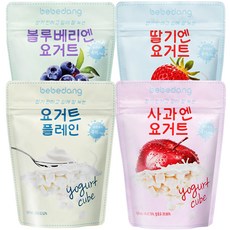 베베당 요거트 큐브 4종 세트, 1세트, 플레인, 사과, 블루베리, 딸기, 16g