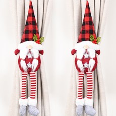 遮臉聖誕老人造型窗簾綁繩玩偶 2入, 紅色的