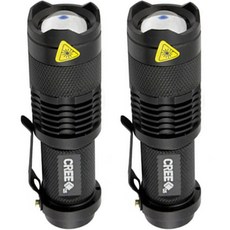O-ON LED 強光變焦迷你手電筒, 2個, 黑色