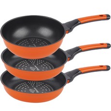 Kitchen-Art 鑽石塗層不沾鍋具 3入, 混色, 平底鍋20cm 2入+炒鍋20cm