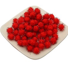 DIY製作閃粉1.5cm彩色絨球彩滴100p, 1個, 紅色的