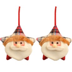 星星聖誕老公公造型掛飾 2入, 混合顏色