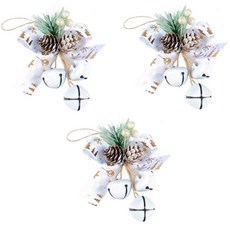 ganjiathome 蝴蝶結鈴鐺聖誕居家裝飾品 3入, 三入白色