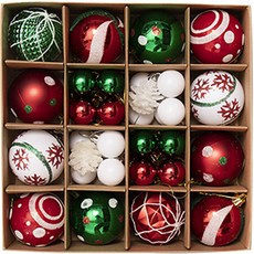미니맥시 크리스마스 장식볼 세트, 레드그린, 1개