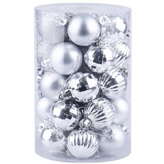 圓球造型聖誕樹裝飾, 銀, 1組