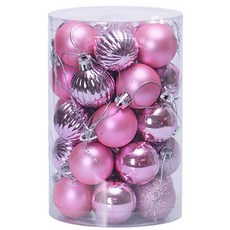 圓球造型聖誕樹裝飾, 粉色的, 1組