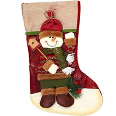 Rich Ocean 第一商店 聖誕節立體感雪人襪子裝飾, 混合色, 1個