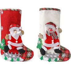 聖誕襪造型禮品袋 聖誕老人款+雪人款, 混合顏色