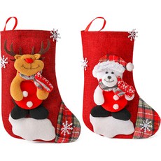 立體造型裝飾聖誕襪 馴鹿款+小熊款, 混合