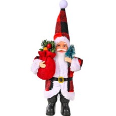 手拿樹的格紋聖誕老人聖誕裝飾品, 紅色