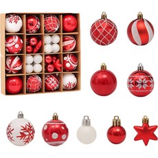 造型聖誕樹裝飾 42件組, 紅白