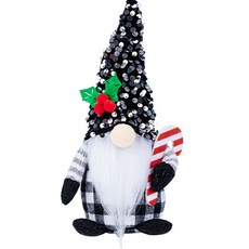 亮片閃亮帽無臉聖誕老人聖誕裝飾, 黑色, 1個