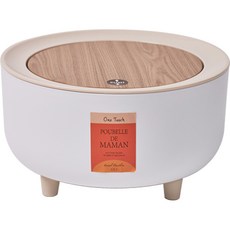 DALPAENGI LIVING 按壓式木質蓋圓形垃圾桶 2L, 白色的, 1個