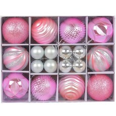 造型聖誕球吊飾組 26入, 粉色的